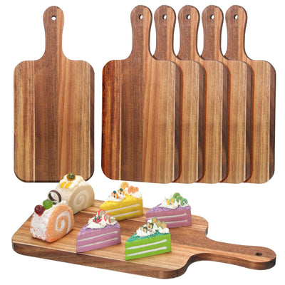 Didaey 6 Pcs Cutting Board Bulk Kitchen Thicken Chopping Board with Handles Wooden Charcuterie Serving Board Blank Wood Boards for Engraving Wedding Housewarming(15 x 7 Inch, Acacia Wood)