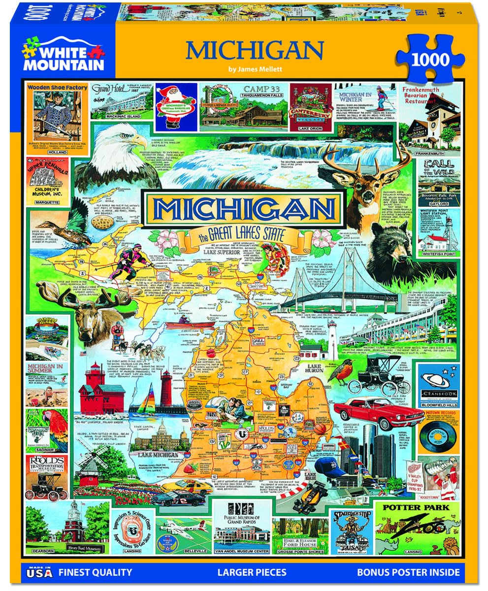 White Mountain Puzzles Best of Michigan - 1000 Piece Jigsaw Puzzle White Mountain