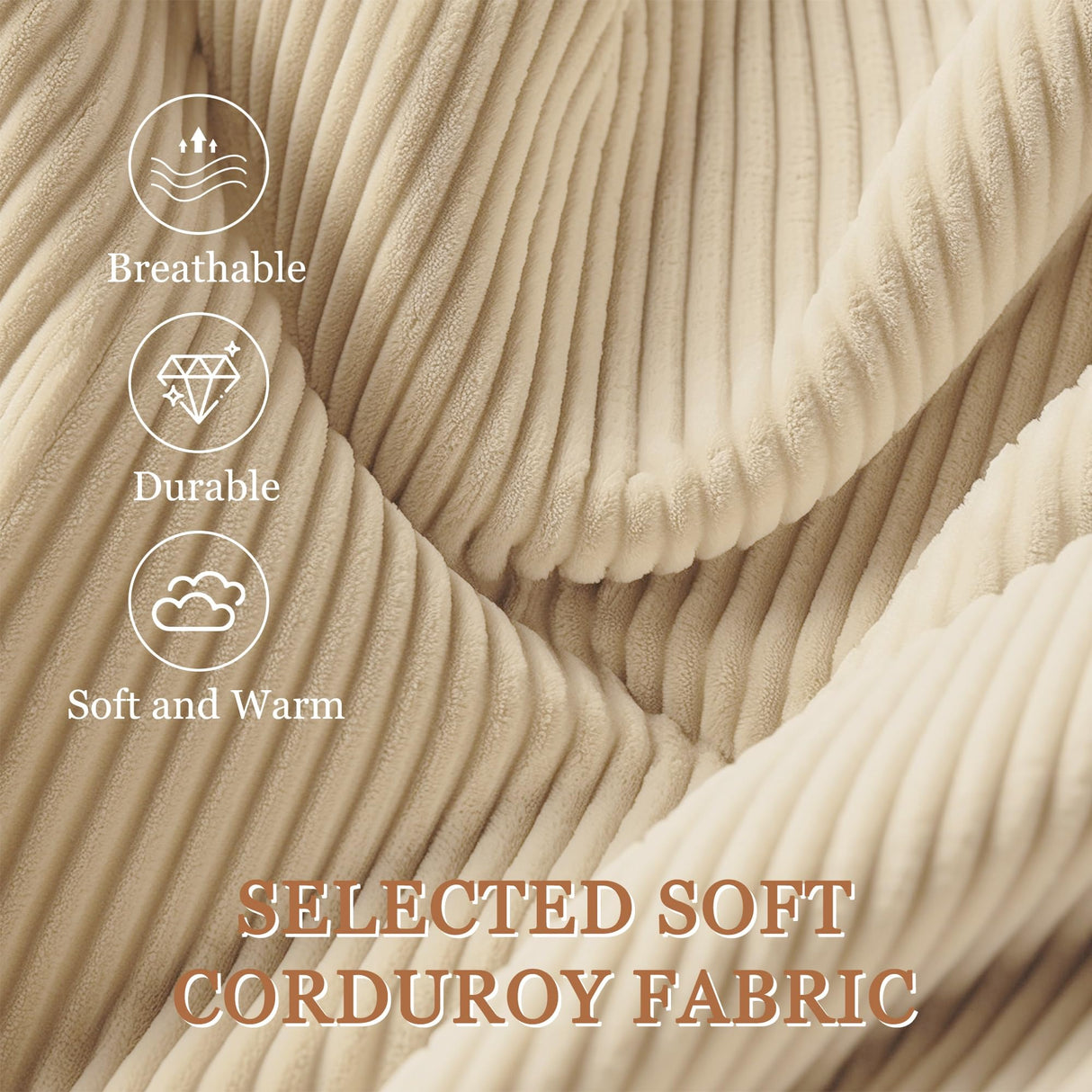 Korser Recliner Chair, Small Recliners for Small Spaces, Upholstered Manual Recliner with Side Pockets, Comfy Corduroy Chairs for Living Room, Bedroom, Reading, Beige Korser