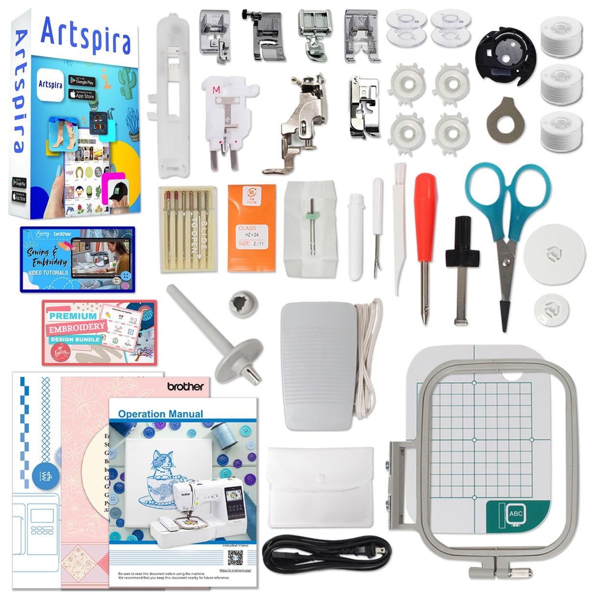 Brother SE700 Combo Embroidery & Sewing Machine with 4" x 4" Embroidery Hoop and 40+ Accessories Brother