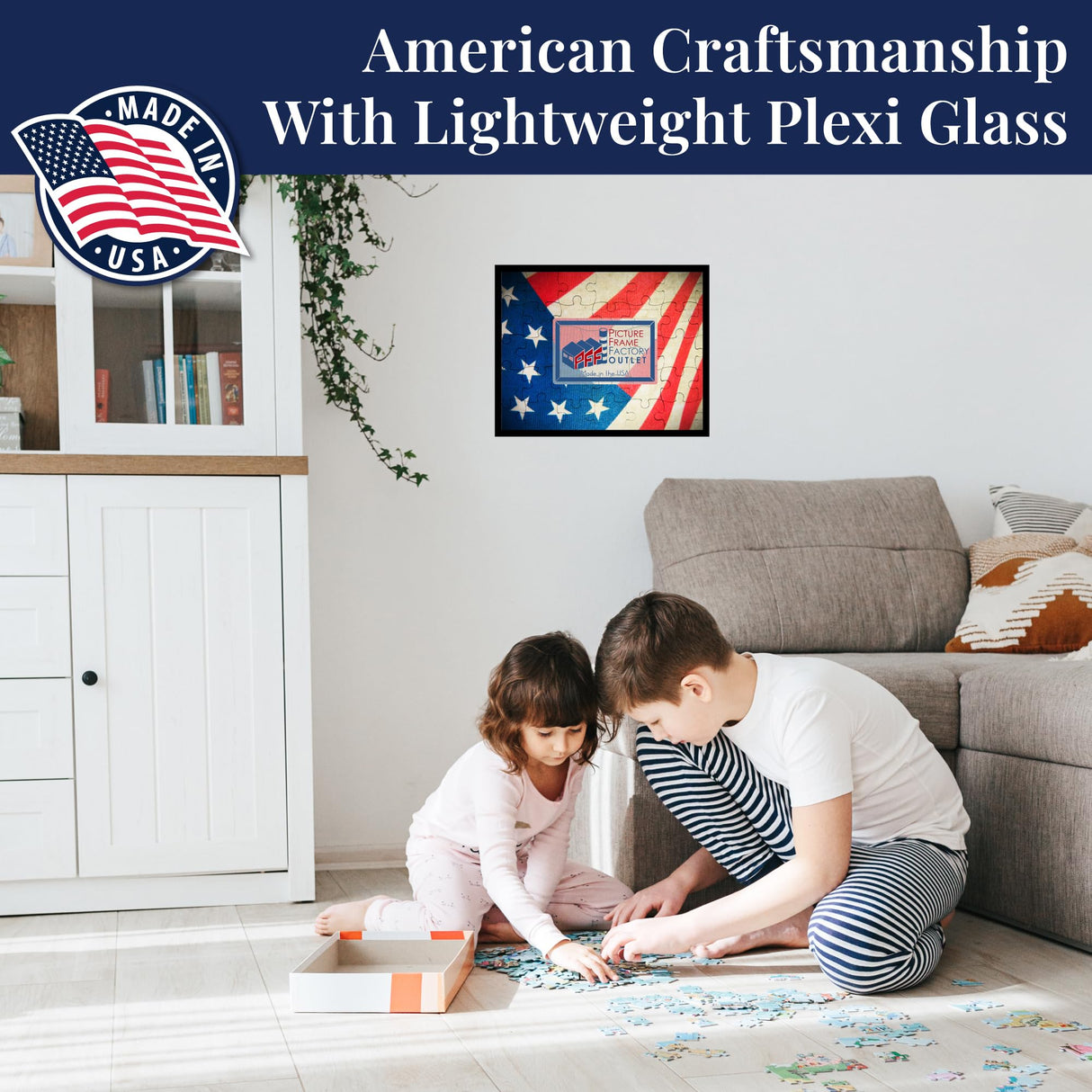 18x24-1.25" Flat Black Puzzle Frame - Elevate Your Art and Puzzles with Modern Elegance - Ready to Hang - Hardware and Plexiglass Included - The Perfect Showcase for Your Masterpieces PictureFrameFactoryOutlet