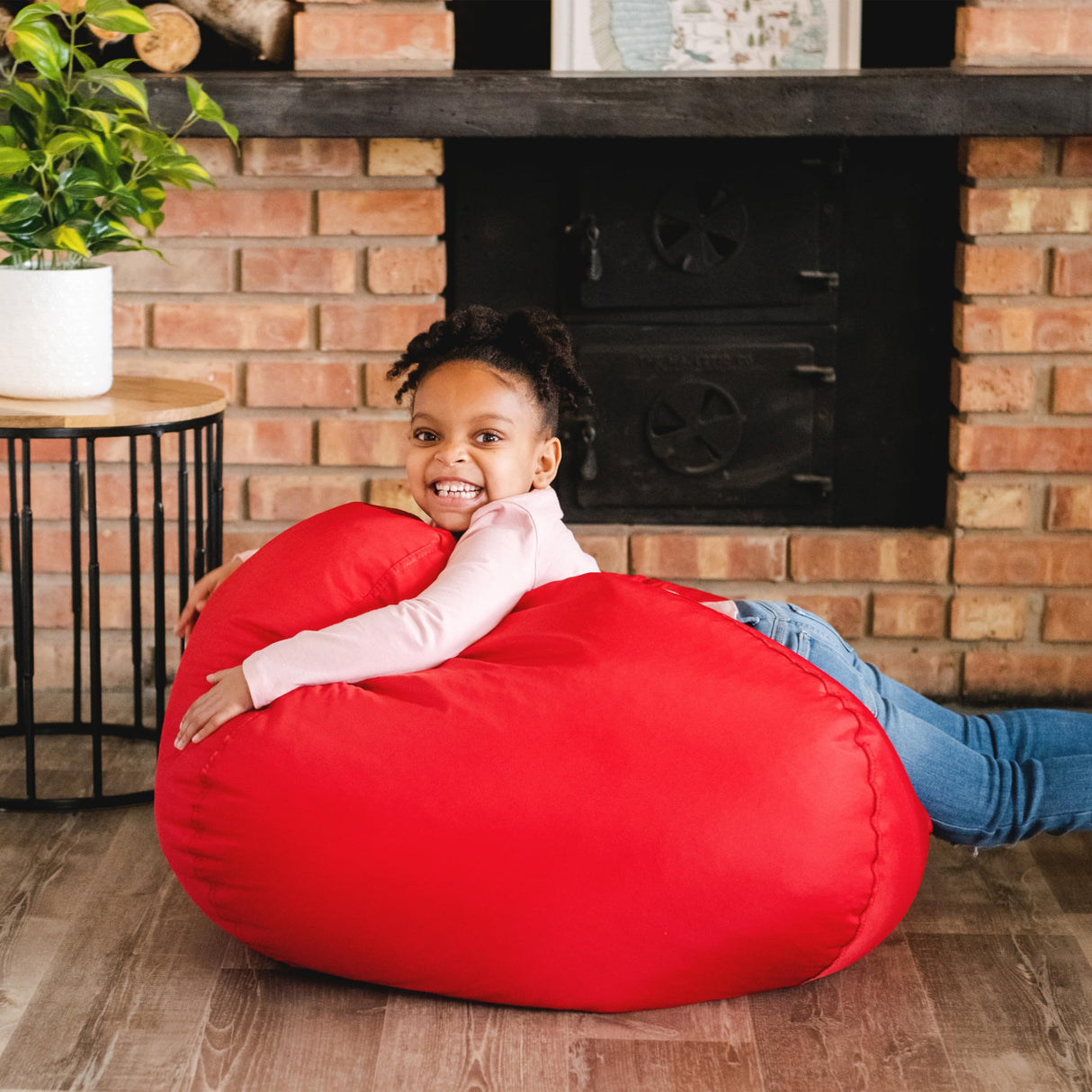 Big Joe Classic Bean Bag Chair, Red Smartmax, Durable Polyester Nylon Blend, 2 feet Round Big Joe