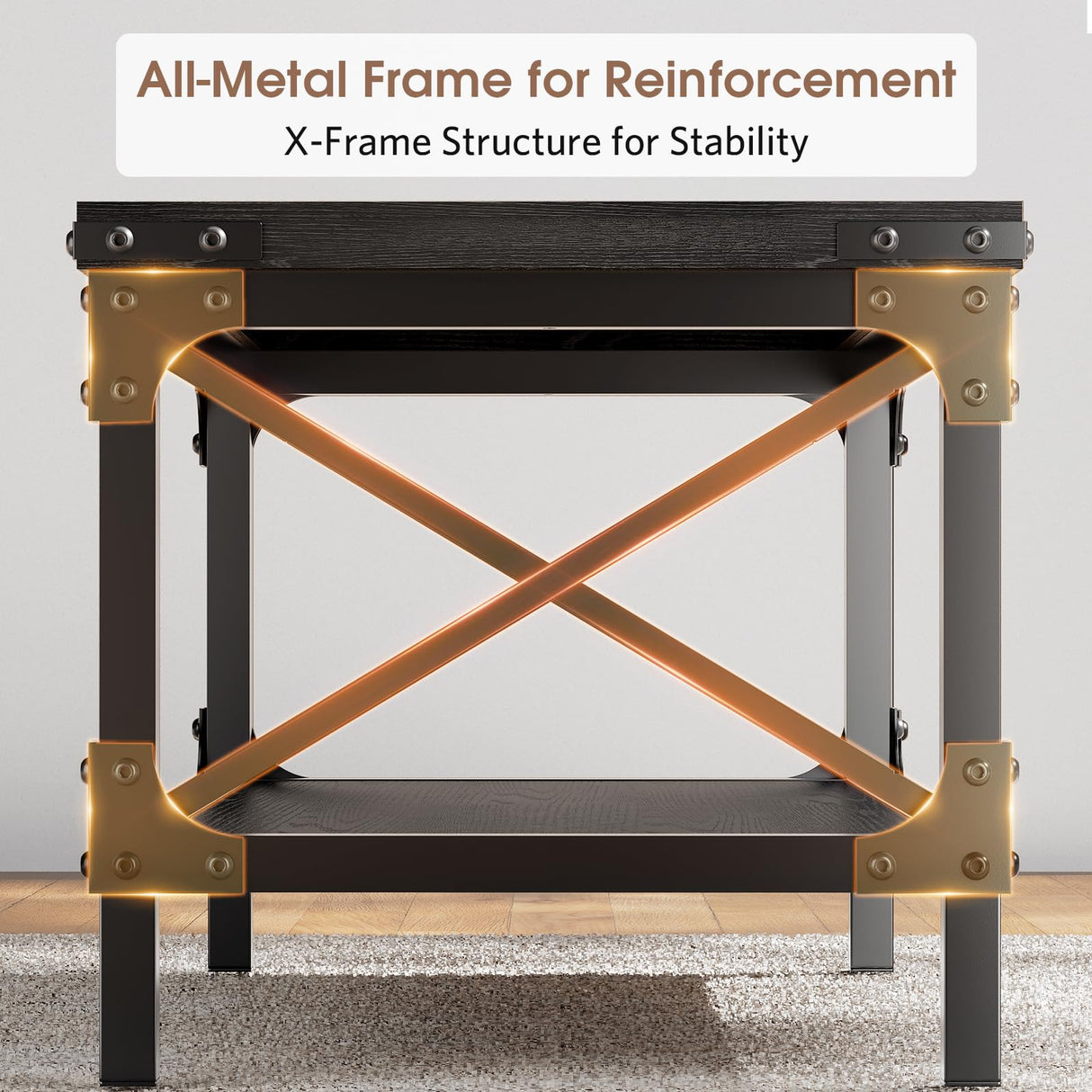 Rectangle Coffee Tables for Living Room, Wood Rectangular Coffee Table, 2 Tier Industrial Modern Center Table with Thickened Tabletop and Metal Frame, 40 inch Long (Black) AntsandAnts