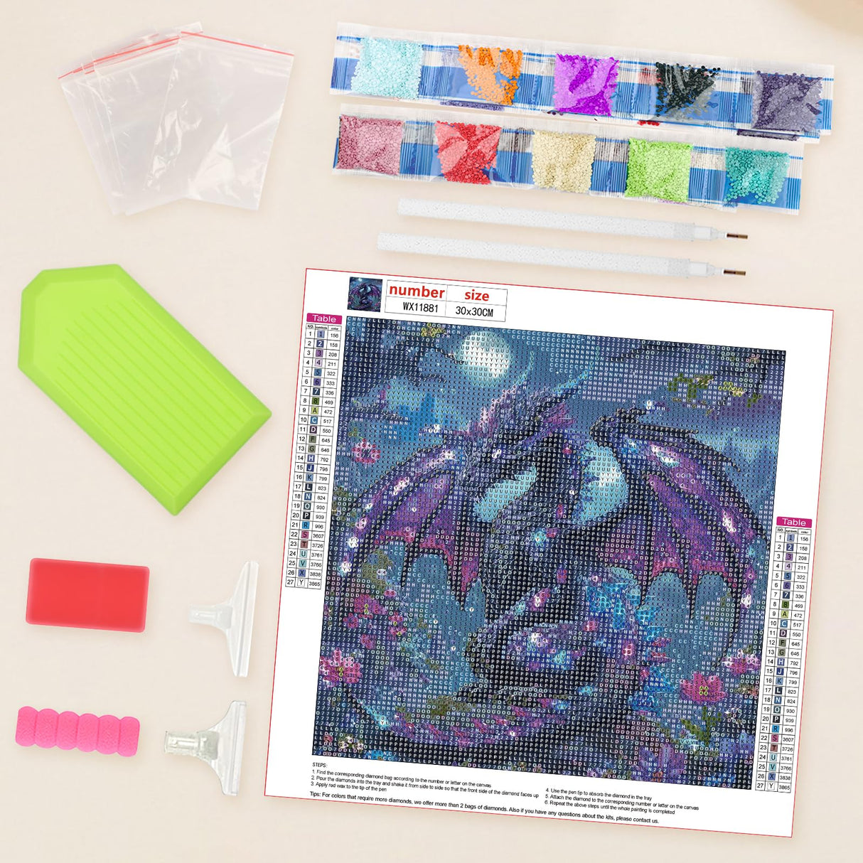 Lxmsja Dragon Diamond Art Kits for Adults, Moonlight Diamond Painting Kits for Beginners, 5D DIY Full Drill Gem Art Crafts for Adults, Home Wall Decor 12x12 inch Lxmsja