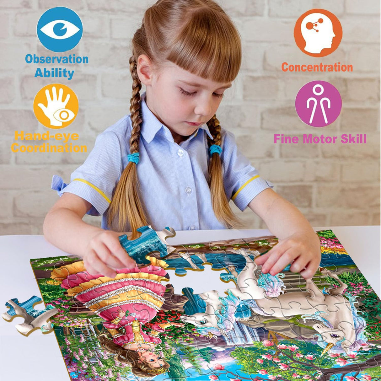 Puzzles for Kids Ages 4-6 – 2 x 60 Pieces Princess Unicorn Jigsaw Puzzles for Toddler Children Learning Educational Puzzles Toys for Girls 4 5 6 7 8 Years Old. VJZVKJ