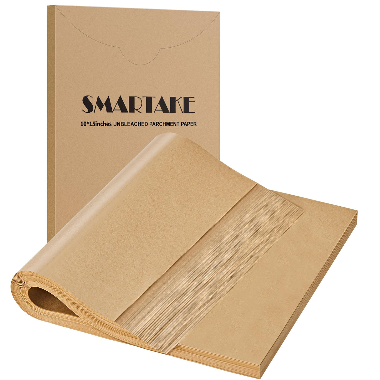 SMARTAKE 200 Pcs Parchment Paper Baking Sheets, 10x15 Inches Non-Stick Precut Baking Parchment, for Baking Grilling Air Fryer Steaming Bread Cup Cake Cookie and More (Unbleached) SMARTAKE