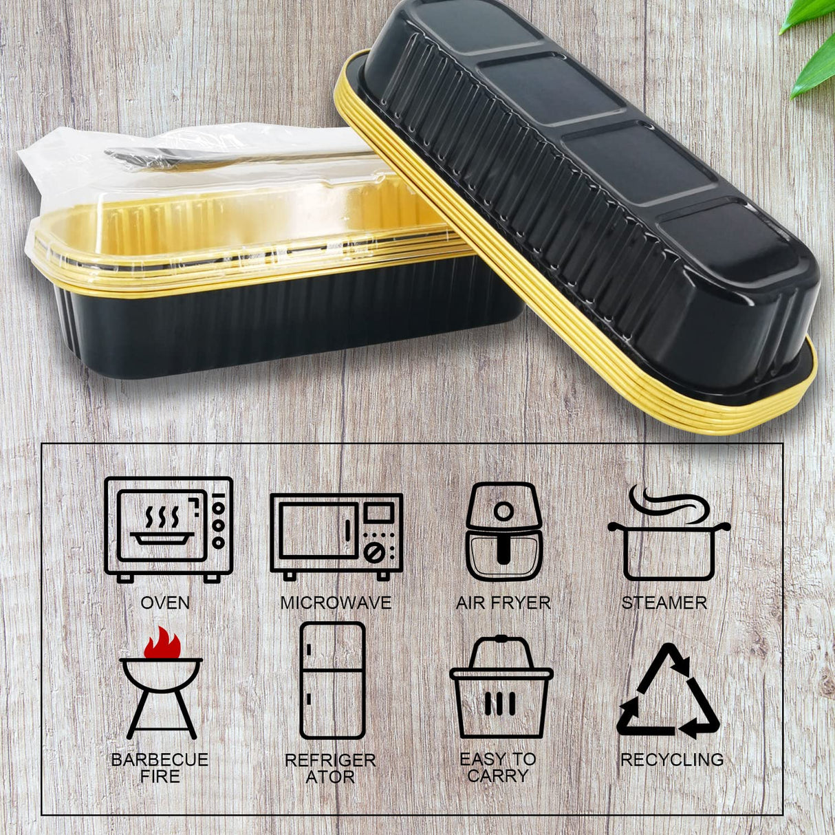LNYZQUS Aluminum Foil Mini Loaf Pans With Lids 50 Pack, 6.8oz Rectangle Baking Cups Muffin Tins,Disposable Baking Tins Mini Baking Pans Holders For Mini Cake Bread -Black In Gold LNYZQUS
