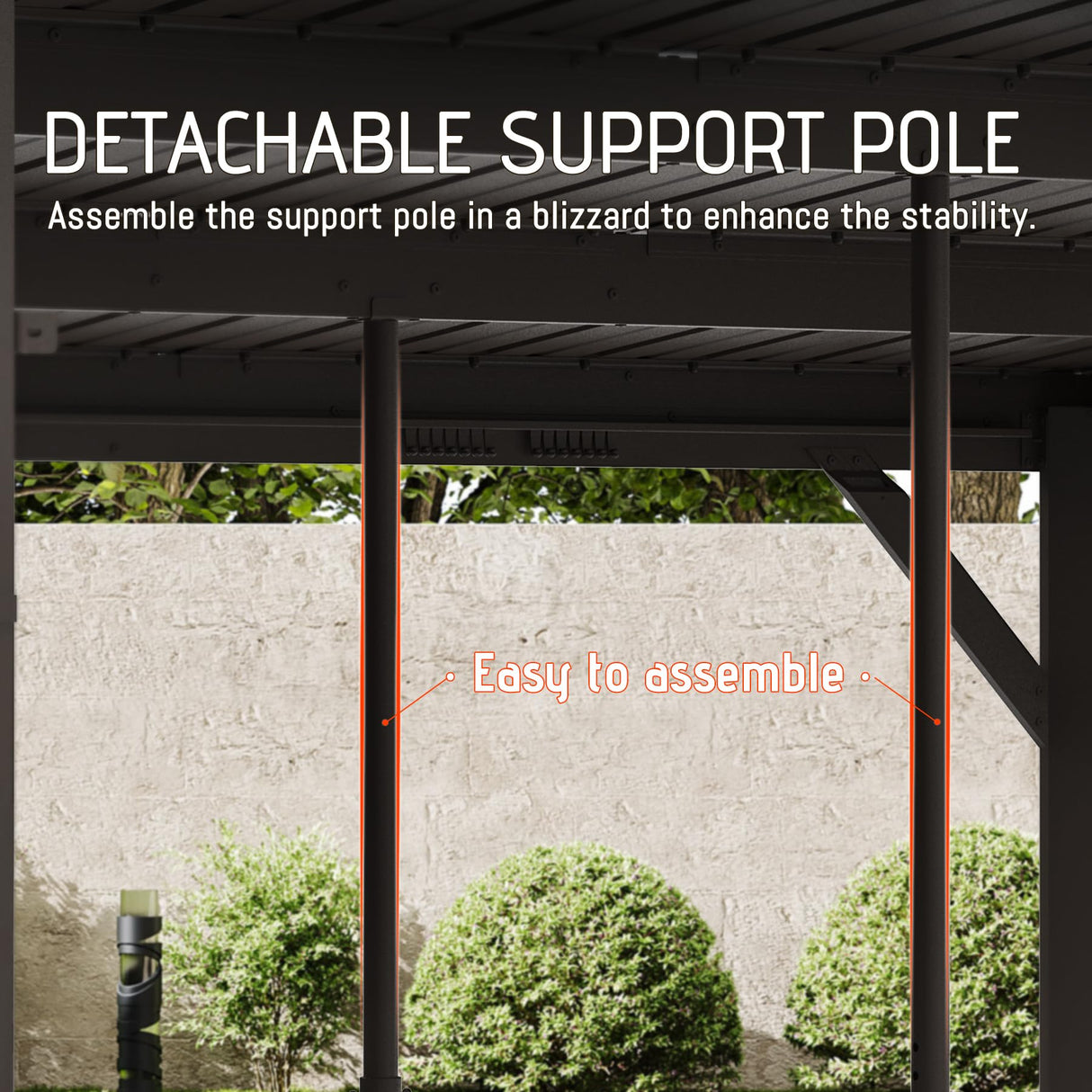 Domi 10x12FT Lean to Gazebo, Hardtop Wall Mounted Gazebo with Sloping Galvanized Steel Roof, Wall Pergola with Aluminum Frame, Curtains and Netting, for Patio, Deck, Garden, Backyard domi outdoor living