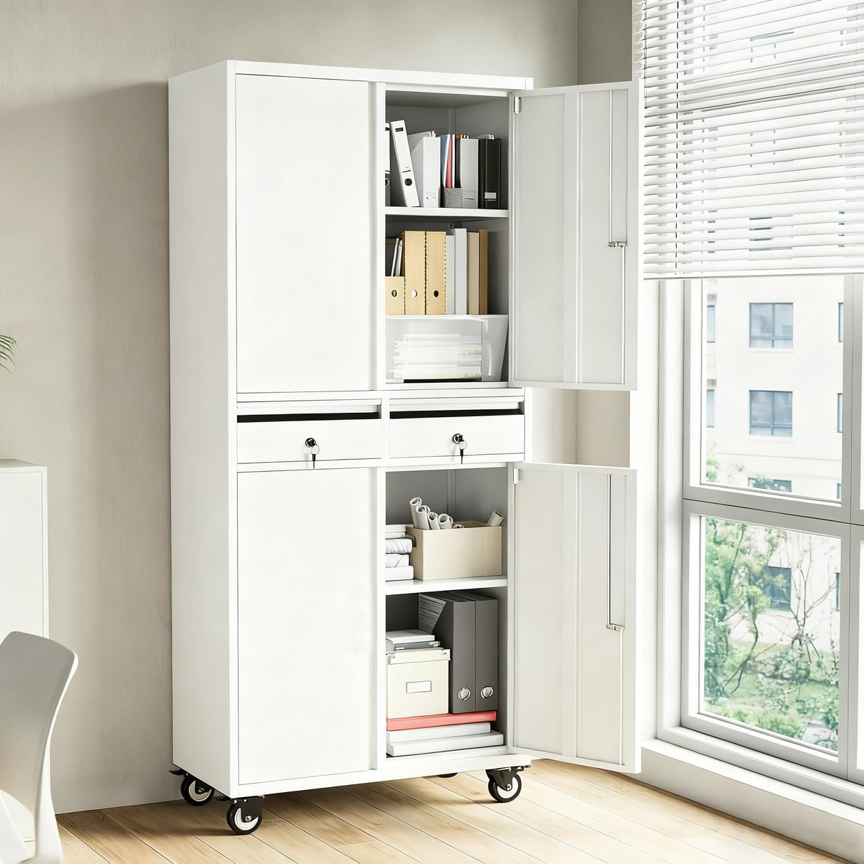 GAOMON Garage Storage Cabinet, 73 Inch Metal with 2 Drawers, Heavy Duty Tool Cabinet with Locking Doors and Adjustable Shelves GAOMON