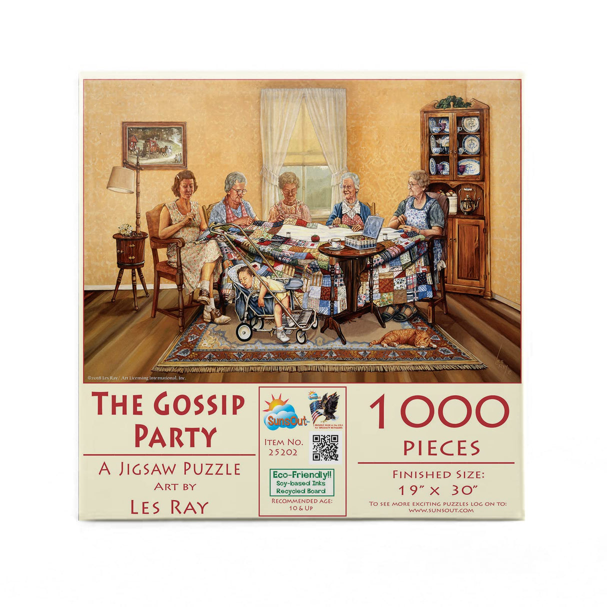SUNSOUT INC - The Gossip Party - 1000 pc Jigsaw Puzzle by Artist: Les Ray - Finished Size 19" x 30" - MPN# 25202 SunsOut