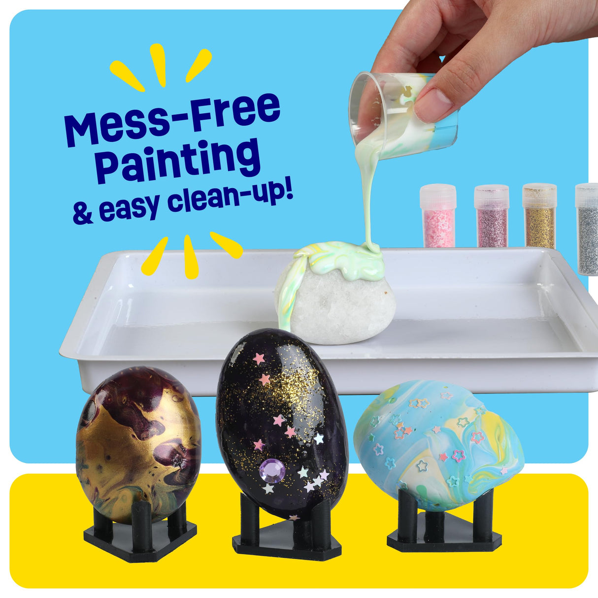 Dan&Darci Paint Pouring Rocks for Kids - Rock Painting Kit - Arts and Crafts for Kid Ages 8-12 - Craft for Girls 6 7 8 Year Old Girl - Birthday Christmas Gifts for Boys - Art Kits - Toys for Age 6-7 Dan&Darci