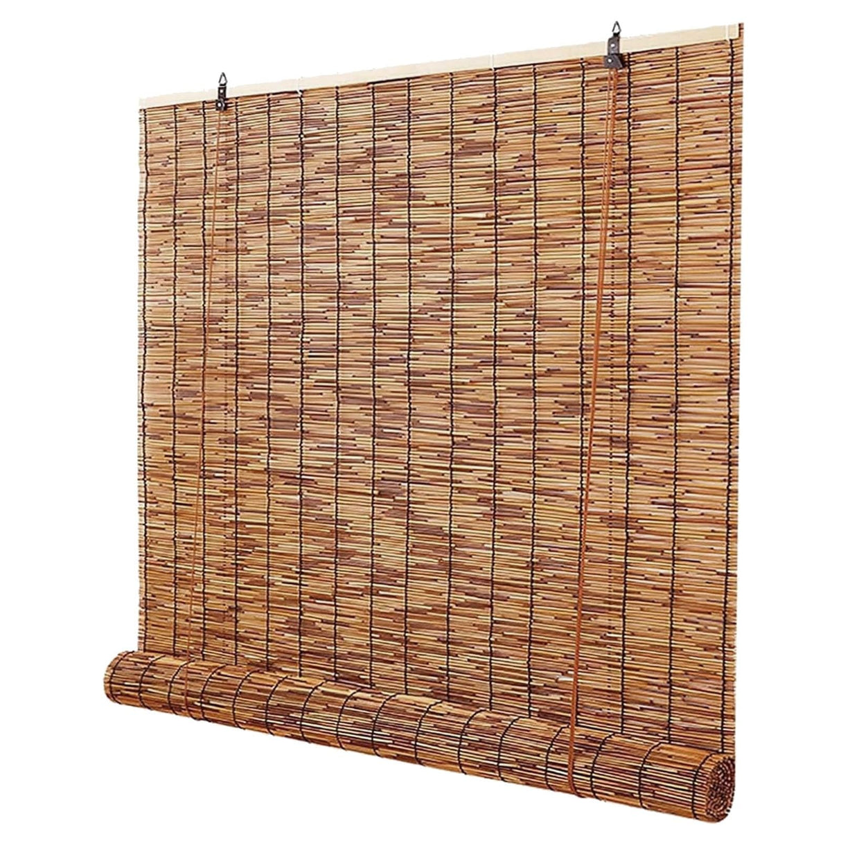 Natural Bamboo Blinds for Windows, UV Protection Outdoor Roller Shades Cordless Roll Up Reed Roman Blinds for Patio Privacy, Retro Bamboo Curtain with Lifter, width 24 30 36 48 52 64 72in(52"W x 72"H) KAKVSRBPER