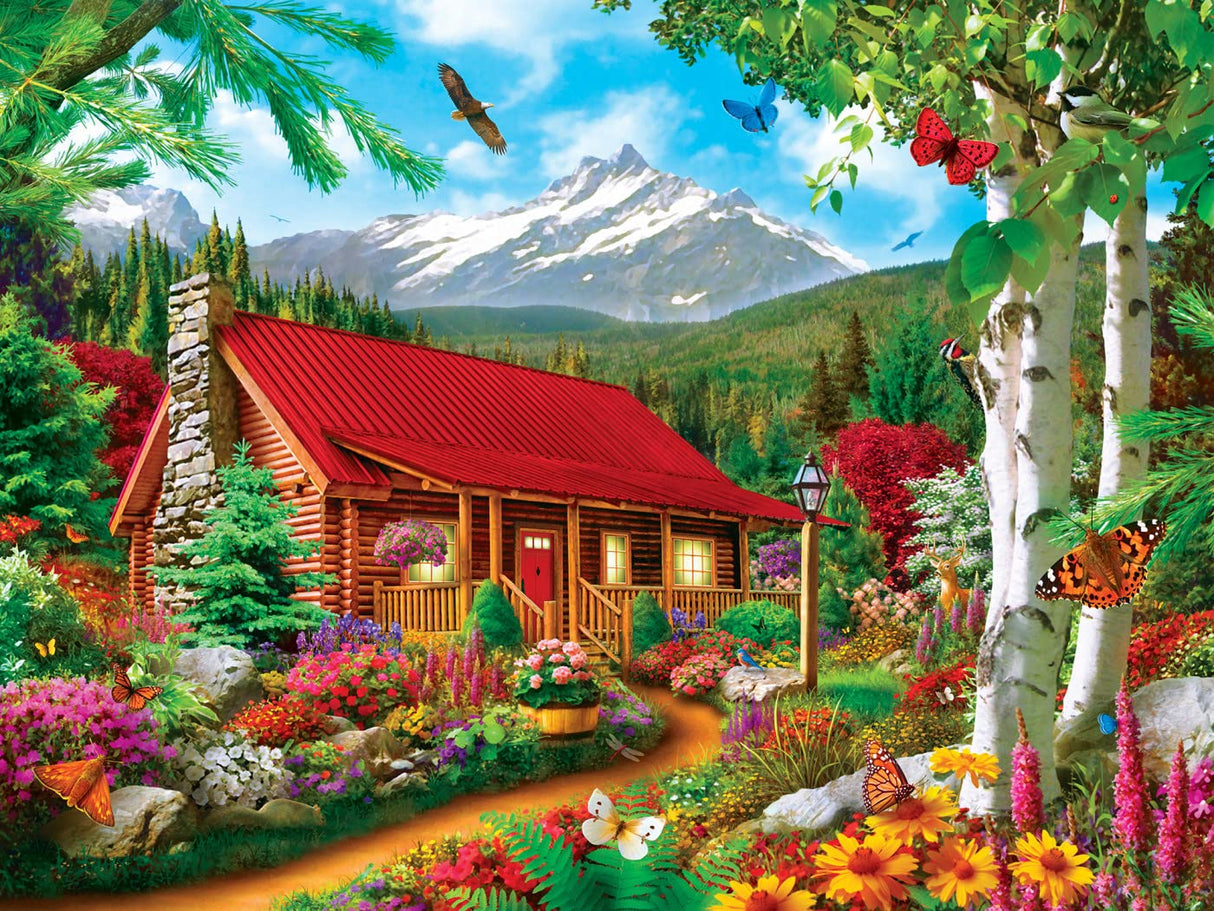 MasterPieces - 300 Piece Jigsaw Puzzle, Large EZ Grip Shapes, Mountain Hideaway, Fun for Adults, Seniors, Family, Kids, Non-Glare Finish, 18"x24" Masterpieces