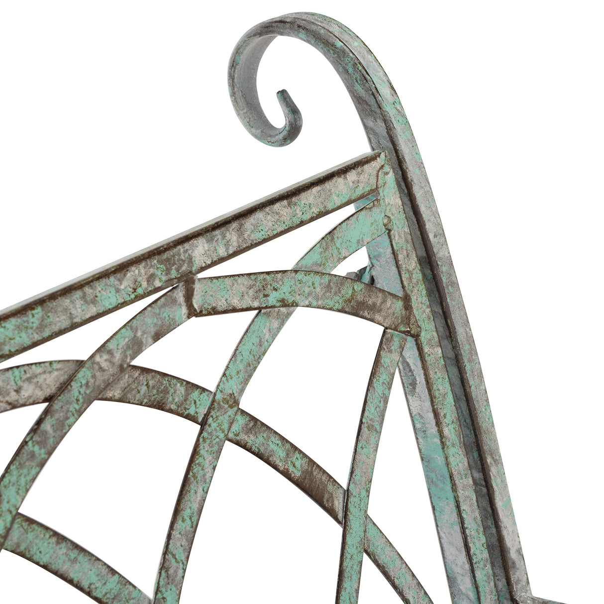 SAFAVIEH Outdoor Collection Ressi Victorian Antique Dark Green Wrought Iron Rock Bench SAFAVIEH