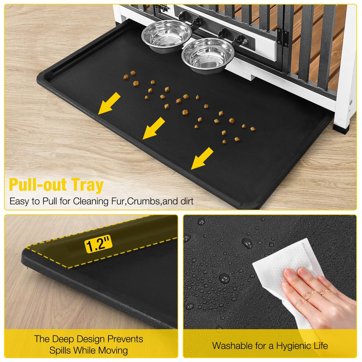 Dog Crate Furniture for Medium and Small Dogs Folding Heavy Duty Dog Kennel End Table, Dog House with Solid Wood Opening Roof Joyqinchen