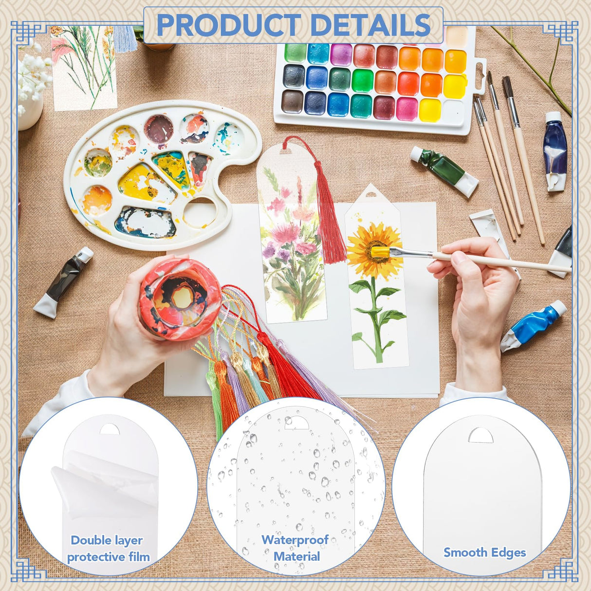 49Pcs Acrylic Bookmark Blanks Kits, Clear Acrylic Craft Bookmarks for Women, 24Pcs Plastic Bookmarks with 24Pcs Colorful Tassel and 1 Roll Ribbon, Christmas Gift Bookmarks, DIY Bookmark Accessories WSICSE