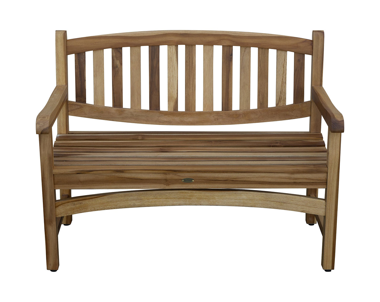 EcoDecors Kent Outdoor Bench Teak Wood Garden Bench Patio Bench with Armrests and Backrest, Yard Benches for Indoor and Outdoors- Natural Teak EcoDecors