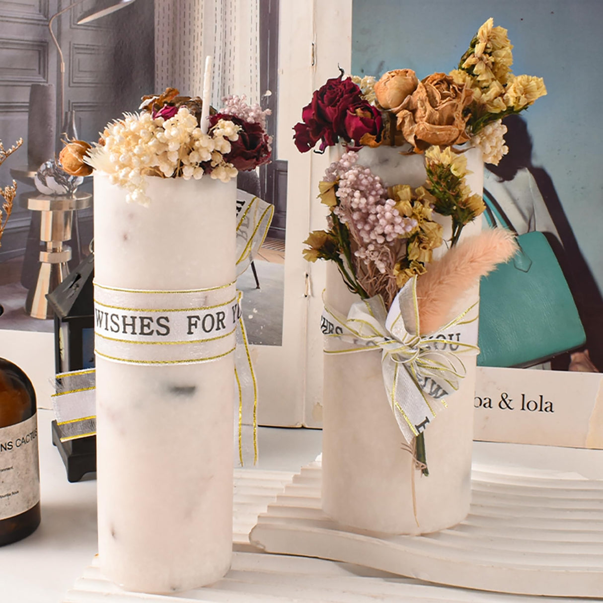 2 Pack Cylinder Mold 6 Inch Cylinder Candle Pillar - Resin Casting Silicone Molds for Home Decor & Candle Making Wave Spiral Mold ESEENS