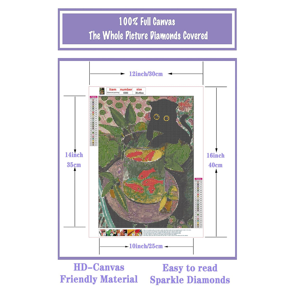 5D DIY Diamond Painting Kits for Adults,Cats Fishing for Goldfish Diamond Painting Full Drill Round Art Gems Diamond Art Perfect for Home Wall Decor(12x16 Inch) ASslanLYs