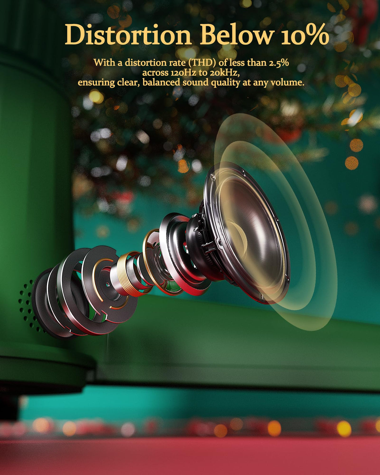 Musical Rotating Christmas Tree Stand, UL Certified Up to 9ft 120 lb Artificial Christmas Tree with Speaker, Spinning Stand with Remote, Fit for 1.25-2" in Tree Poles - 800W Springlift