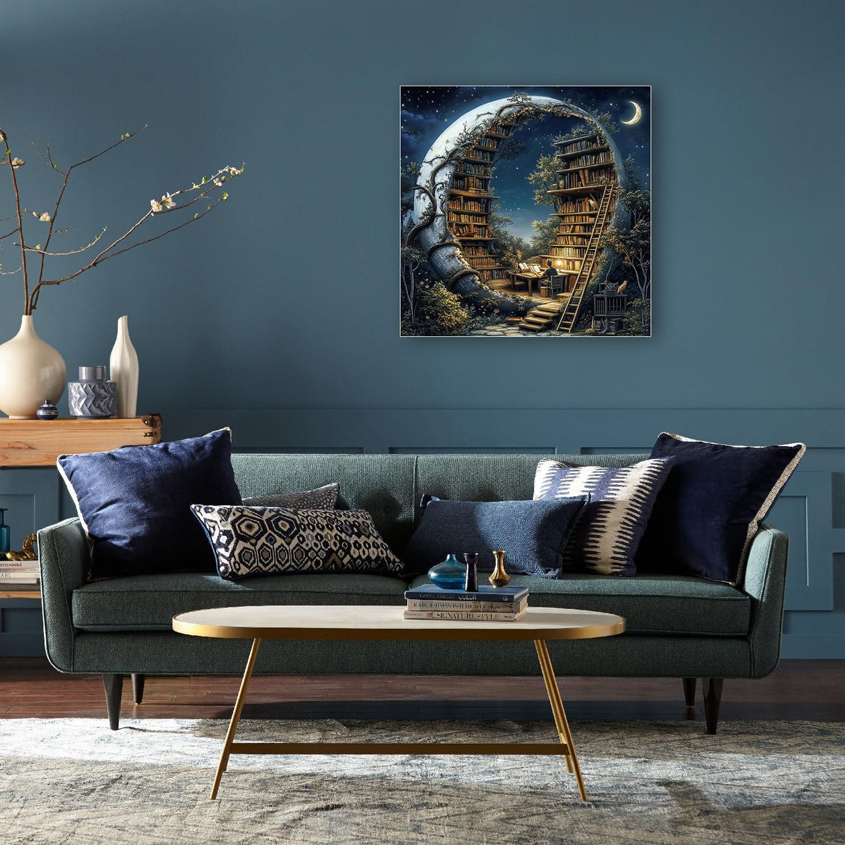 DAZZLEDOTS Diamond Art Kits for Adults, Book Forest Diamond Painting 5D Magic Moon Library Diamond Art Kits for Beginners DIY Full Drill Paint by Diamonds Dot Gem Art for Home Wall Decor 13.8x13.8inch DAZZLEDOTS