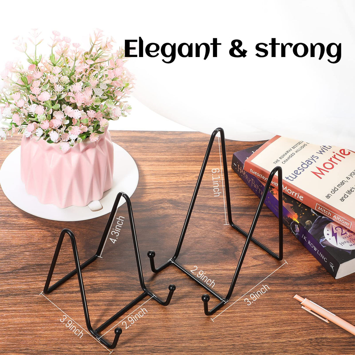 Mixweer 24 Pcs Plate Stands for Display Metal Display Stand Photo Easel Stand Book Holder Picture Stand for Decorative Display Easels Picture Frame Stand Plate Rack (4.3 Inch, 6 Inch) Mixweer