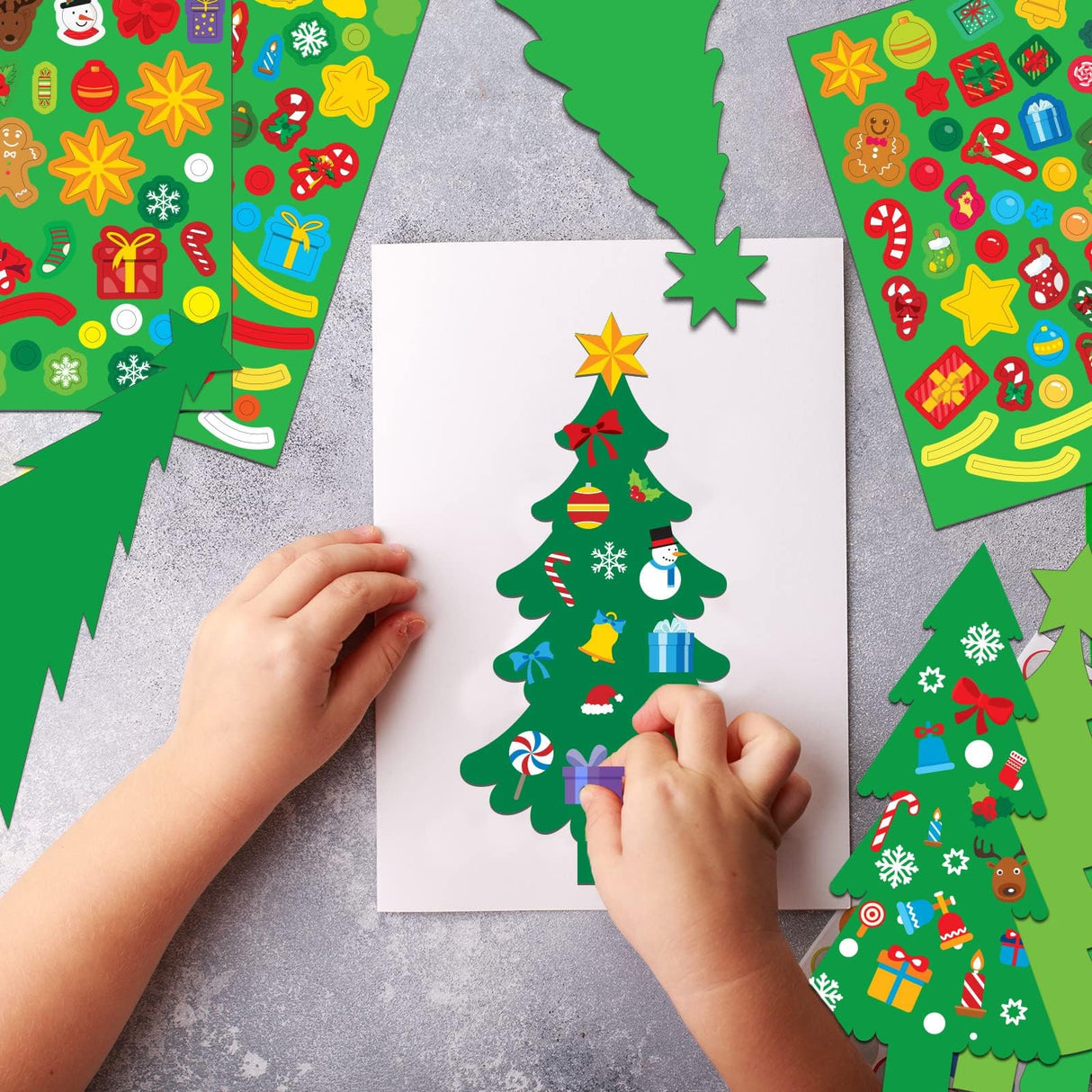 chiazllta 945Pcs DIY Christmas July Tree Craft Kit Kids Holiday Art Making Craft with Stickers, Make Your Own Christmas Bookmark Xmas Party Favor Decoration Home Classroom Game Activities chiazllta