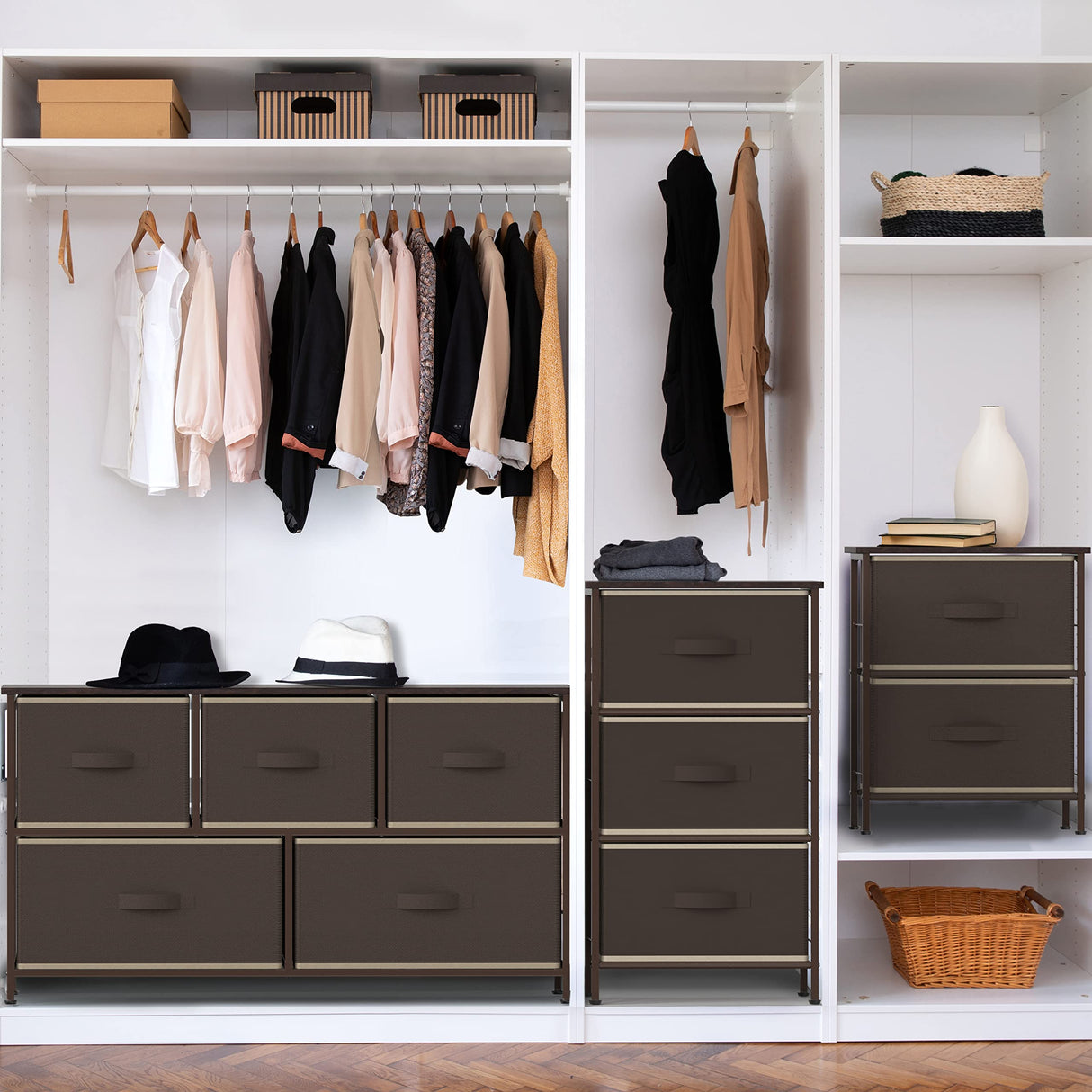 Simple Houseware Night Stand Dresser for Bedroom 2-Tier Organizer Drawer Storage Tower, Brown Simple Houseware