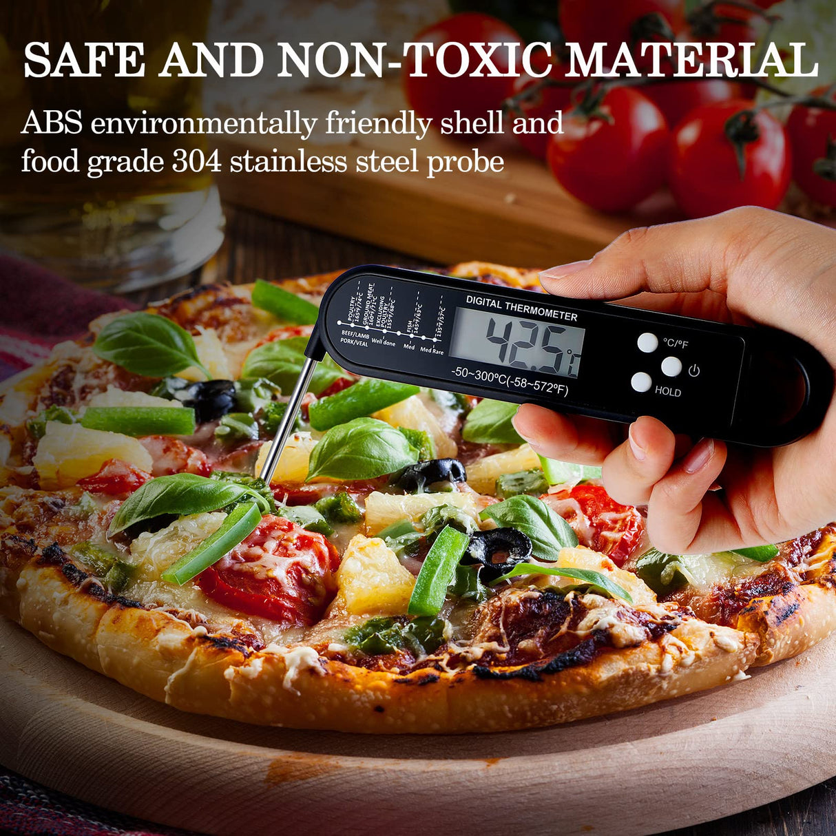 Xuhal 6 Pieces Digital Food Thermometer for Grill Cooking Instant Read Meat Thanksgiving Day Kitchen BBQ Waterproof Thermometer with Foldable Probe Magnet Calibration Turkey Outdoor Fry Xuhal