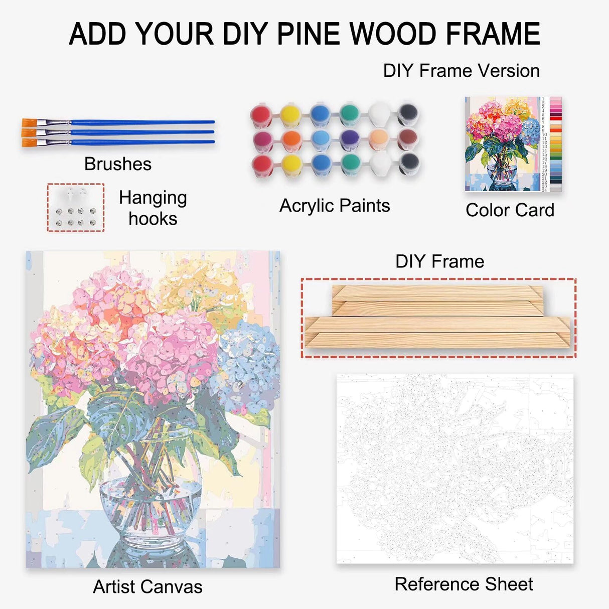 Tucocoo Lady Head Flower Picture Paint by Numbers for Adults - Modern Style Oil Painting Set With Frame - Fashion Acrylic Figure - 16''W x 20''H Tucocoo