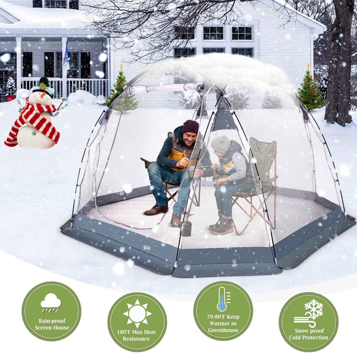 Bubble Tent 4-6 People Transparent Tent 10 'x10' Outdoor Tent Cold and Waterproof Suitable for Terrace, Canopy, Backyard Star Watching Camping Portable Tent VEIZXUN