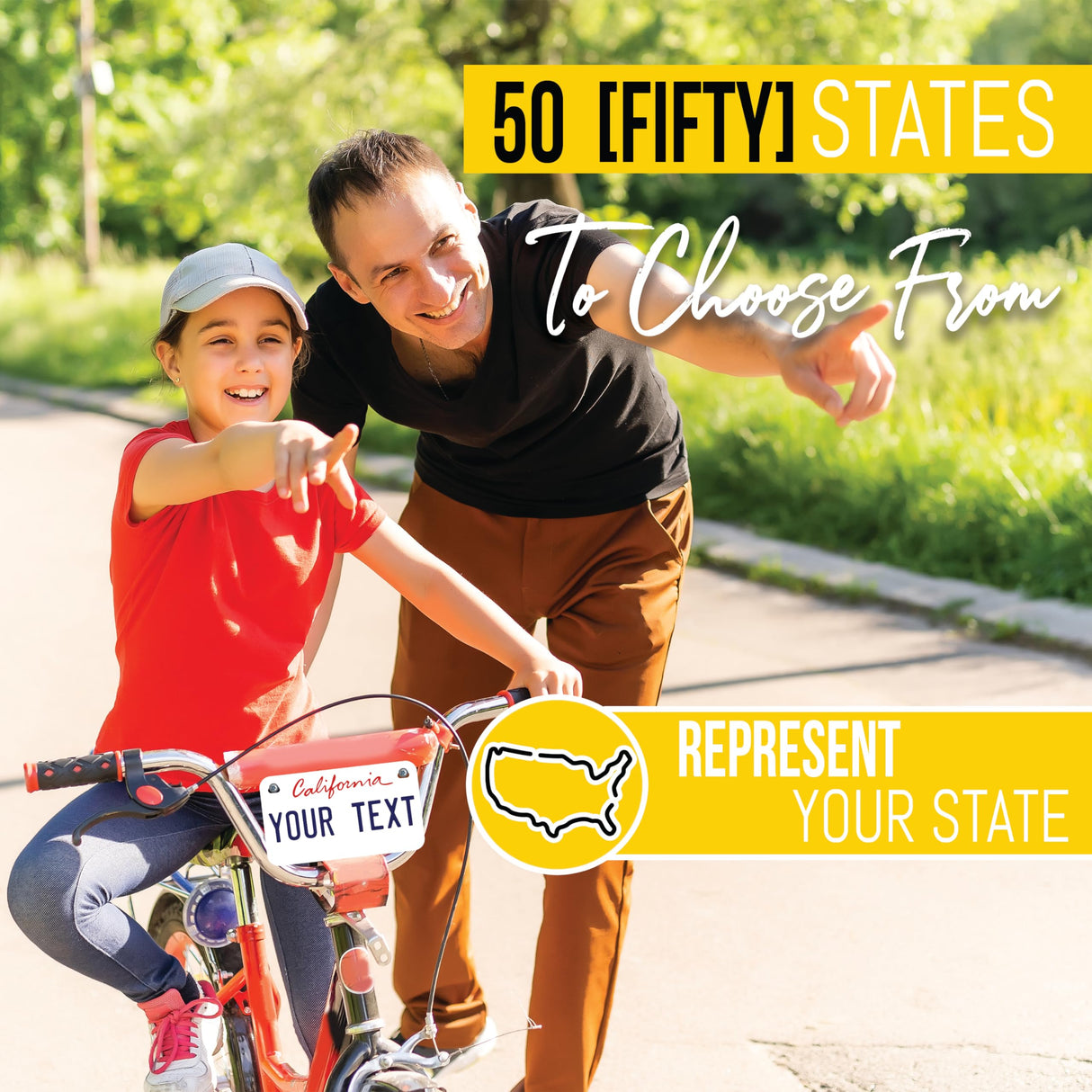 Personalized California Mini License Plate | Choose from All 50 States | Bike License Plate | 7 x 4 inch | Custom License Plate for Kids Toy Car and Wagons | Golf Cart Accessories | Motorcycle Printlabz