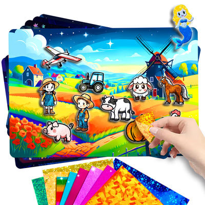 CVVDOOK 170 Foam Stickers Mosaics Foil Art Fun Toys,Arts and Crafts Activity for Kids,12 Wonderful Fun Summer Activity for Ages 4-10, Birthday Gift for Girls 6-8, Arts & Crafts Activities