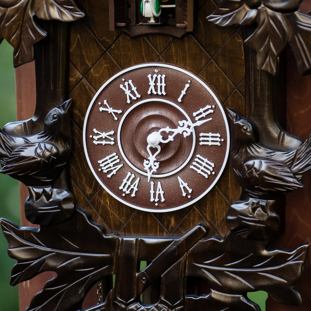 Ninefish Deep Chestnut 21x13 Dual Owl Roof Decorative Cuckoo Clock: Uniquely Beautiful, Illuminate Your Home! Night Mode, Quartz Movement, and Automatic Light Sensor Perfectly Integrated! Ninefish