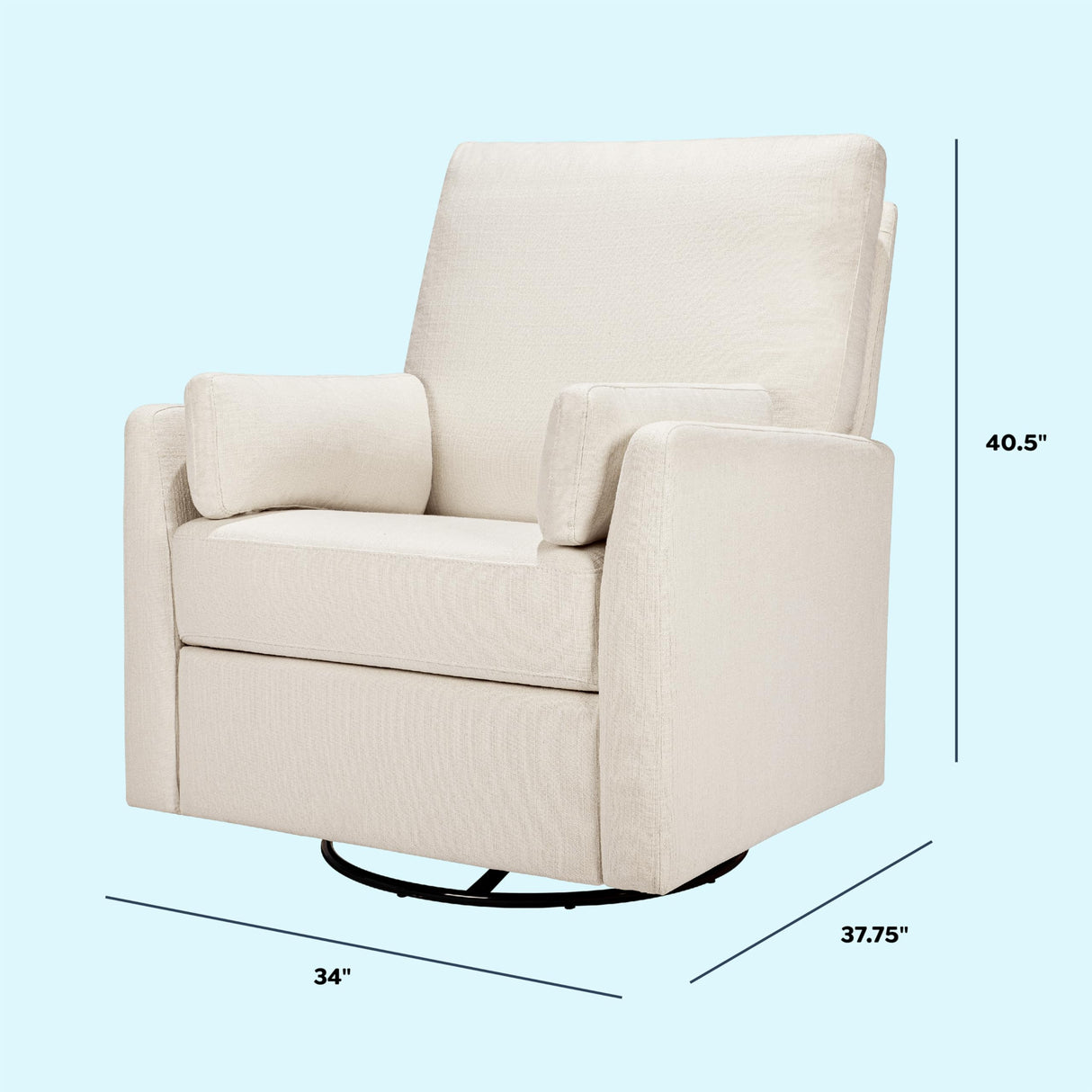 Carter's by DaVinci Ethan Swivel Recliner in Performance Cream Linen, GREENGUARD Gold & CertiPUR-US® Certified DaVinci