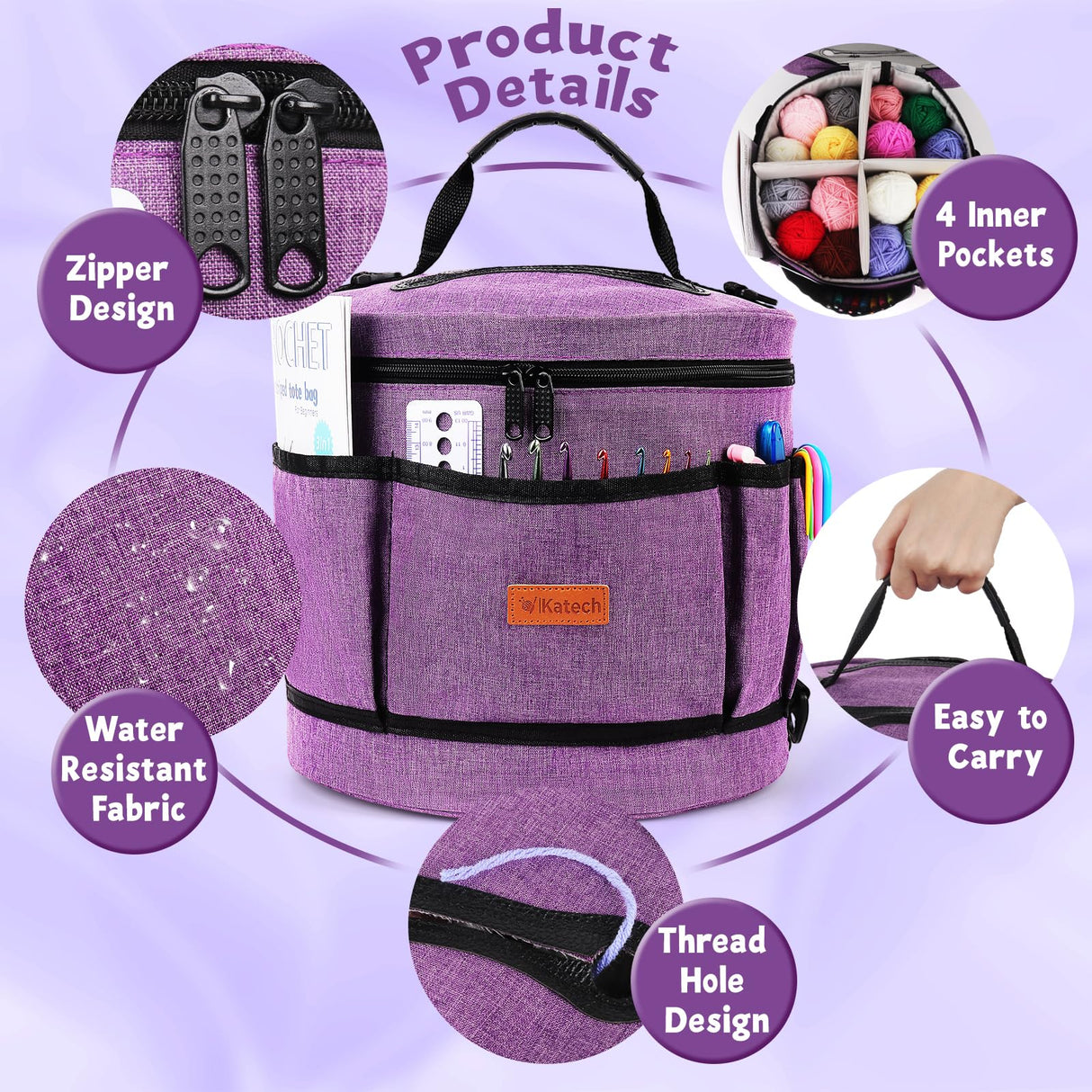 Katech Crochet Kit for Beginners, Beginner Crochet Kit for Adults and Kids Crochet Kits Includes Crochet Hooks Knitting Bag Crochet Yarn for Crocheting Instruction Knitting Kit Crochet Supplies Gift Katech