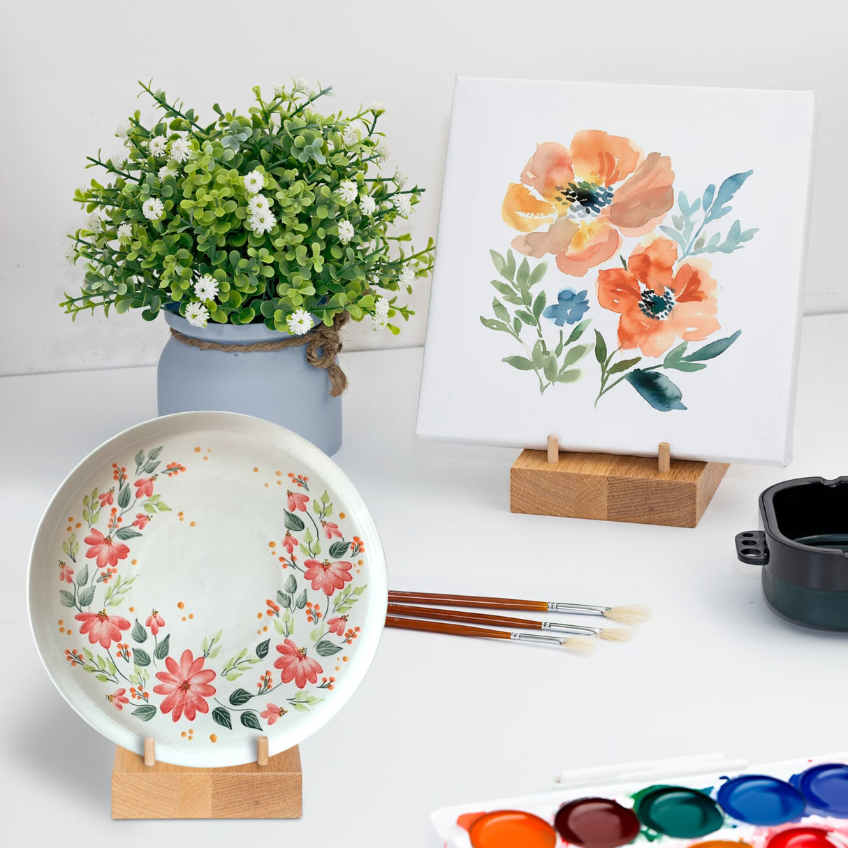 Plate Stand for Display - Adjustable 6x4 Inches Wooden Easel Stand, Picture Frame Holder, Decorative Tabletop Display Stand for Plates, Books, Photos, Posters & Menus by Demigo Demigo