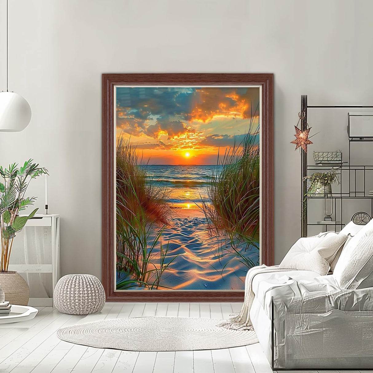 Lxmsja Beach Diamond Art Kits for Adults, Landscape DIY Full Drill Diamond Painting Kits for Beginners, 5D Gem Art Crafts for Adults, Home Wall Decor 12x16 inch Lxmsja