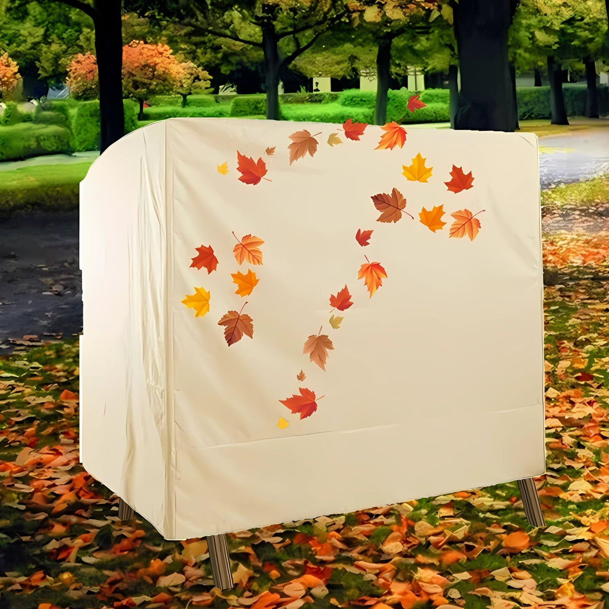 uHousDeco Outdoor 3 Triple Seater Hammock Patio Swing Chair Cover, Water-Resistant, All Weather Protection, Beige Color uHousDeco