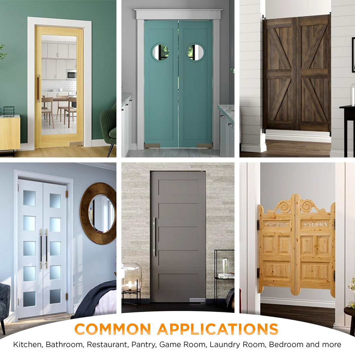 Swinging Cafe Doors Unprimed Barn Doors, 3/4" Thick Saloon Door Swing, British Brace, Satin Chrome Finish, Unfinished Solid Door with Strong Door Joints, Pre-Sanded Wood Door, (36"x42") Swinging Cafe Doors