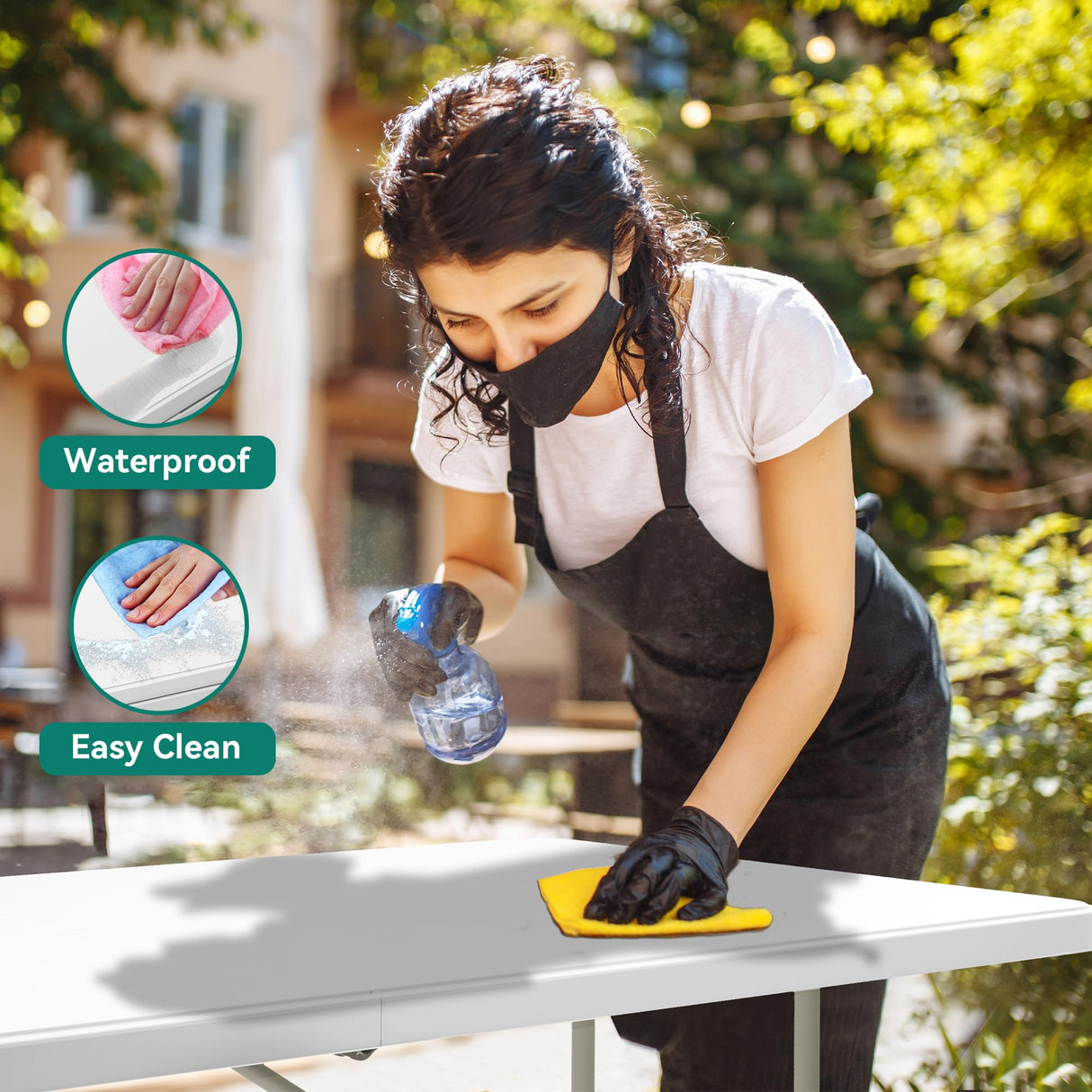 YITAHOME Heavy-Duty 6ft Folding Table with Handle, Portable Rectangle Folding Table for Easy Storage, Ideal for Outdoors Camping, Picnics, Parties & Indoor Events, White YITAHOME