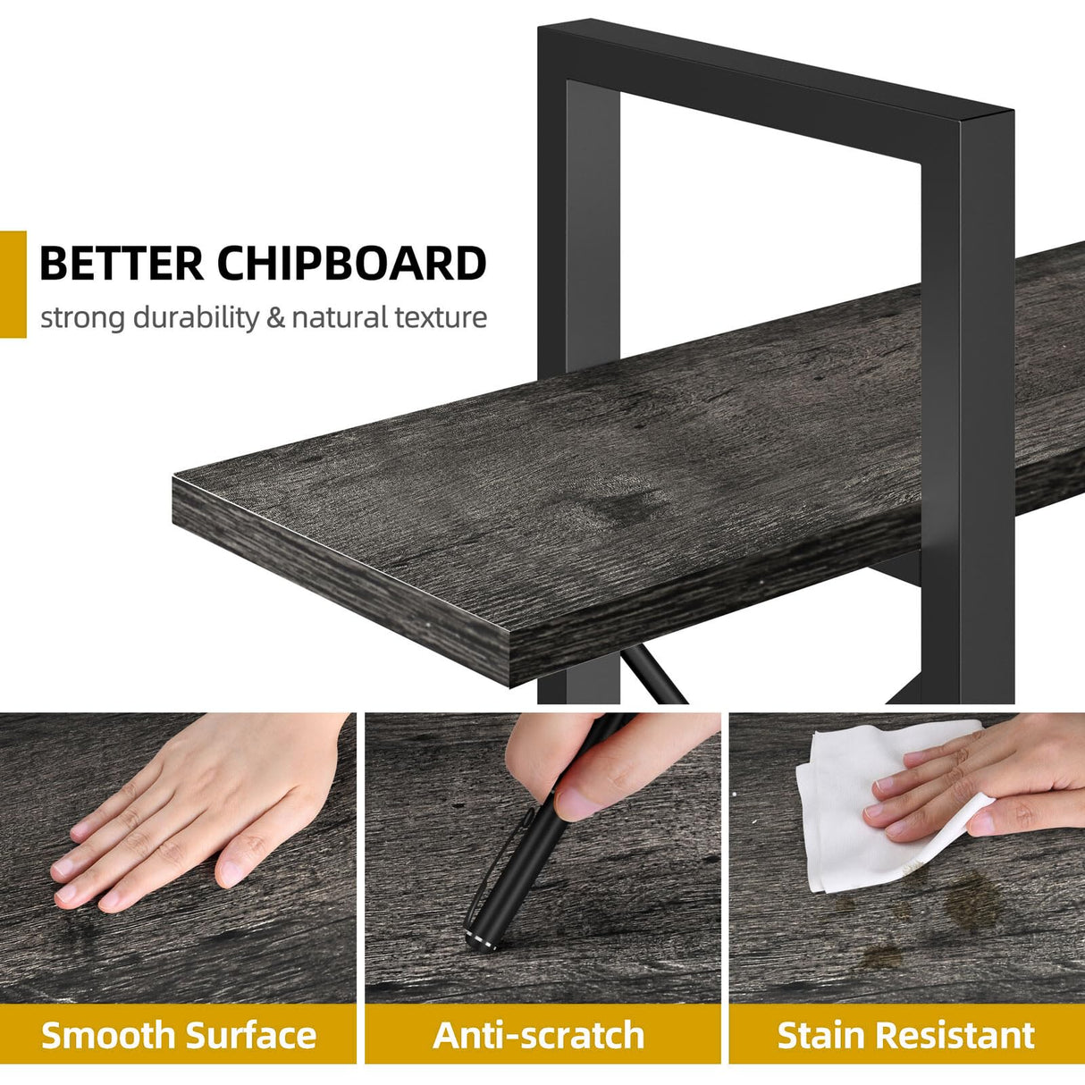 DWVO 5-Tier Bookshelf, 70.9" Tall Bookshelves Vintage BookCases with 5 Shelves Display Storage Shelves for Home Office, Living Room, Charcoal Gray DWVO