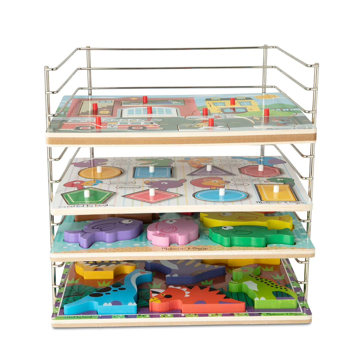 Melissa & Doug Deluxe Metal Wire Puzzle Storage Rack for 12 Small and Large Puzzles - Puzzle Rack Organizer, Puzzle Holder Rack For Kids, Puzzle Organizers And Storage Melissa & Doug