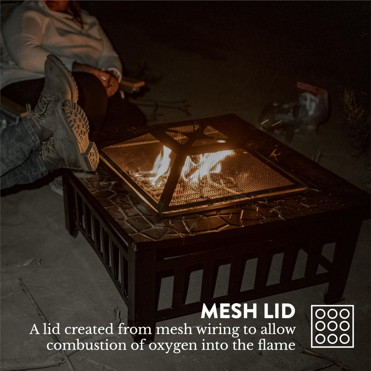 GasOne Fire Pit – 32-inch Outdoor Fire Pits – Metal Firepits for Outside Patio with Fireplace Screen – Elegant and Modern Fire Pit Table for Camping, Heating, Bonfire, Picnics - Outdoor Fire Pit Gas One