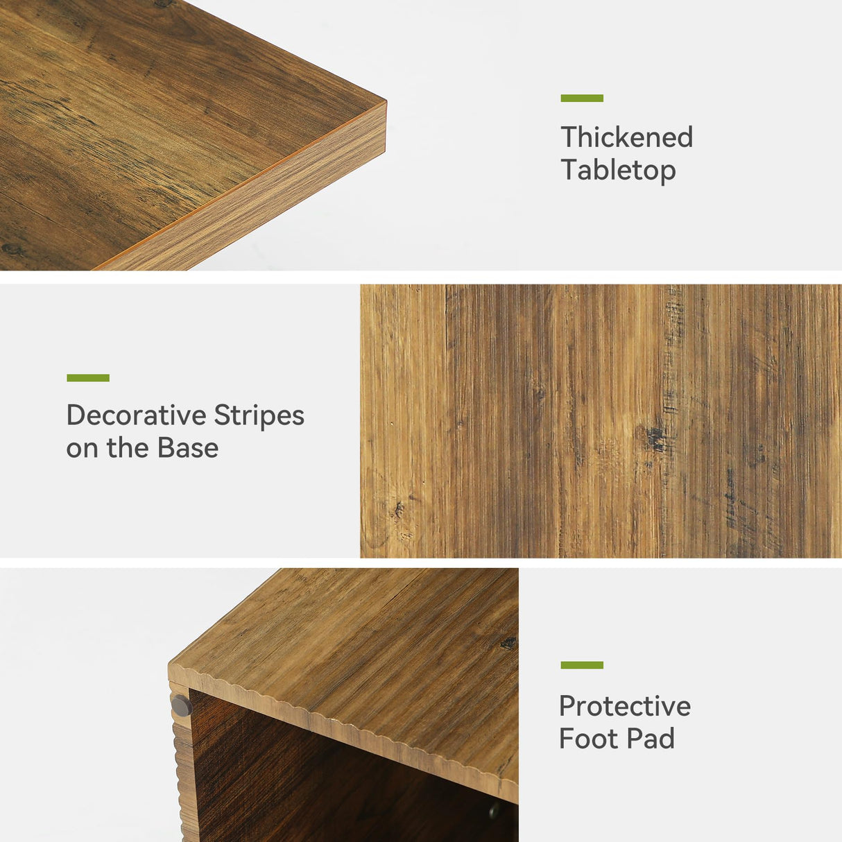 47-Inch Large Coffee Table with Pedestal, Living Room Center Table Rectangle Thickened Tabletop, Farmhouse Low Cocktail Tea Furniture for Living Room, Apartments, Rustic Brown LITTLE TREE