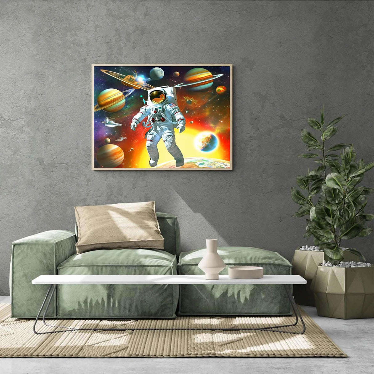 Ginfonr 5D Diamond Art Painting by Number Kits Spaceships & Astronauts Full Drill, Craft Rhinestone Paint with Diamonds Set Space Arts Decorations (12x16inch, 2 Pack) Ginfonr