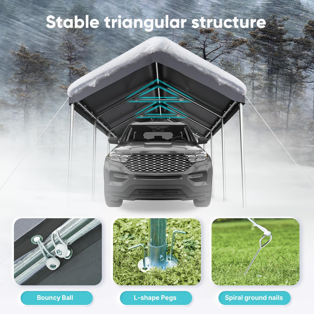 ADVANCE OUTDOOR 10x20 ft Easy-to-install Carport, Save 50% Installation Time, Heavy Duty Car Canopy Garage Boat Shelter Party Tent, Gray ADVANCE OUTDOOR