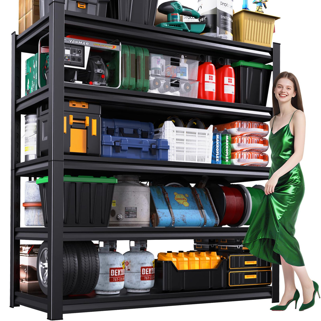 ZIWJHK 72''H*59''W Storage Shelves,5 Tier Garage Shelving 3500LBS Heavy Duty,Metal Shelves Adjustable Industrial Shelving Units,Rustproof Shelf Rack for Garage, 72''H*59''W*19.7''D ZIWJHK