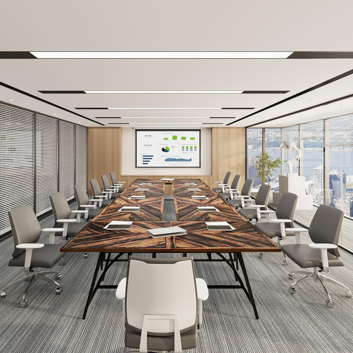 Tribesigns 6FT Conference Room Table, Rectangle Meeting Seminar Table for 6-8 People, 70.86-Inch Conference Tables for Home Office, Business Boardroom Desk with Stylish Metal Legs Tribesigns