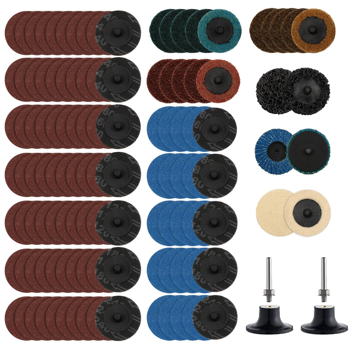 Aolabela 118Pcs Die Grinder Sanding Disc Set - 2 Inch Quick Change with 1/4 inch Holder Discs Surface Conditioning & Grinding Accessories Kit for Die Grinder Attachments Rust & Paint Removal Aolabela